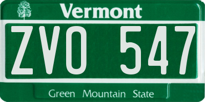 VT license plate ZVO547