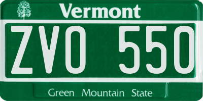 VT license plate ZVO550