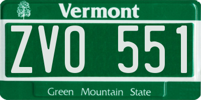 VT license plate ZVO551