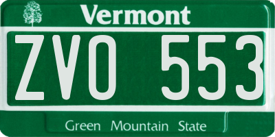 VT license plate ZVO553