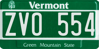 VT license plate ZVO554