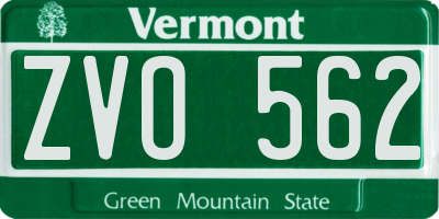 VT license plate ZVO562
