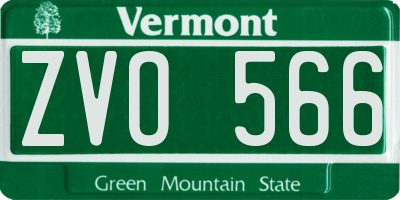 VT license plate ZVO566