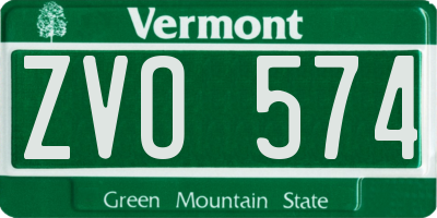 VT license plate ZVO574