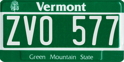 VT license plate ZVO577