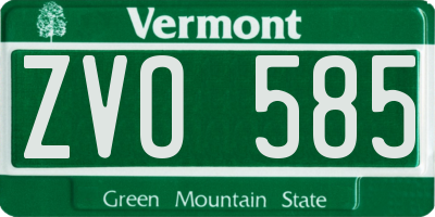 VT license plate ZVO585