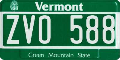 VT license plate ZVO588