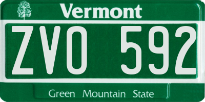 VT license plate ZVO592