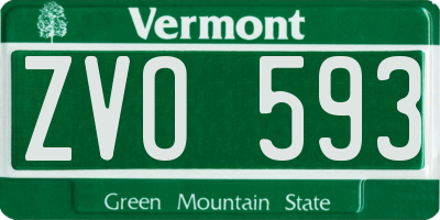 VT license plate ZVO593