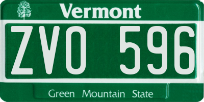 VT license plate ZVO596