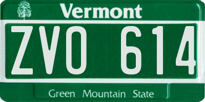VT license plate ZVO614