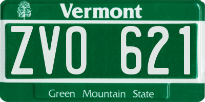 VT license plate ZVO621