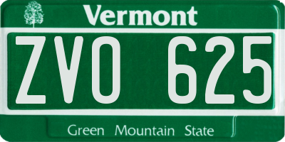 VT license plate ZVO625