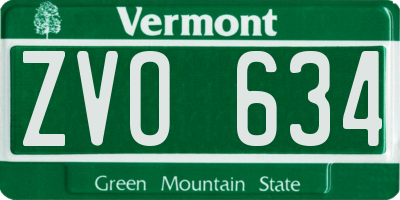 VT license plate ZVO634