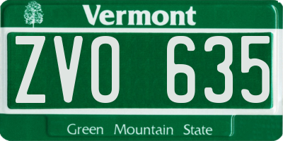 VT license plate ZVO635