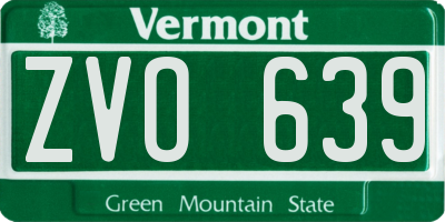 VT license plate ZVO639