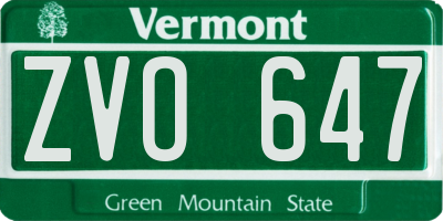 VT license plate ZVO647
