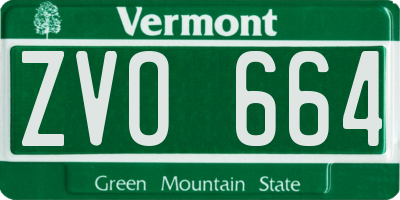 VT license plate ZVO664