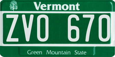 VT license plate ZVO670