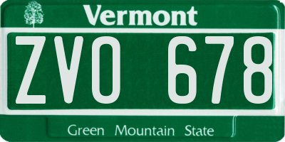 VT license plate ZVO678