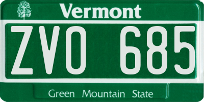 VT license plate ZVO685