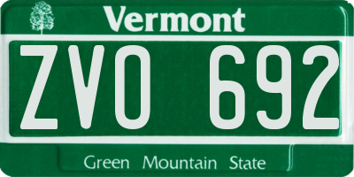 VT license plate ZVO692