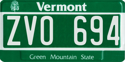 VT license plate ZVO694