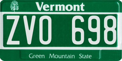 VT license plate ZVO698