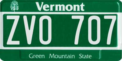 VT license plate ZVO707