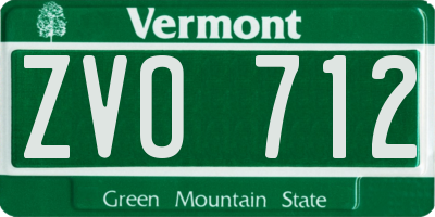 VT license plate ZVO712