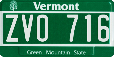 VT license plate ZVO716