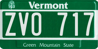 VT license plate ZVO717