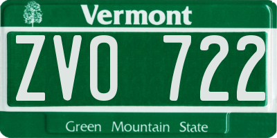 VT license plate ZVO722