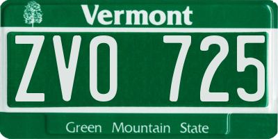 VT license plate ZVO725