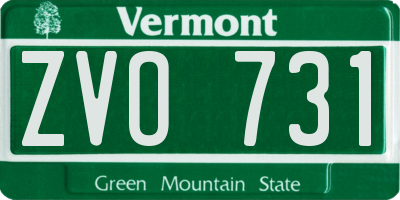 VT license plate ZVO731