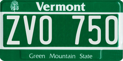 VT license plate ZVO750