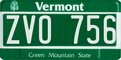 VT license plate ZVO756