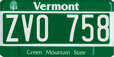 VT license plate ZVO758