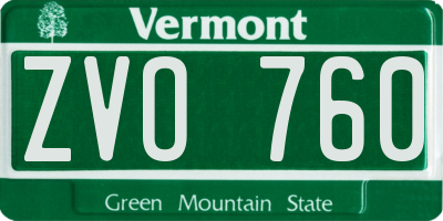 VT license plate ZVO760