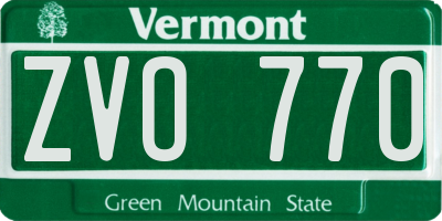 VT license plate ZVO770