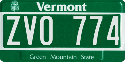 VT license plate ZVO774