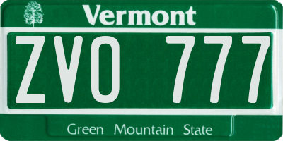 VT license plate ZVO777