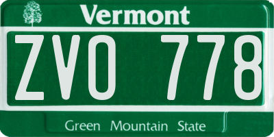 VT license plate ZVO778