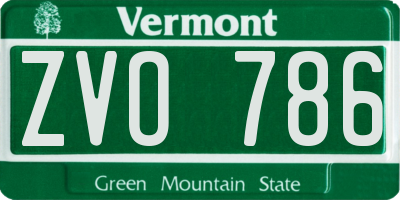 VT license plate ZVO786