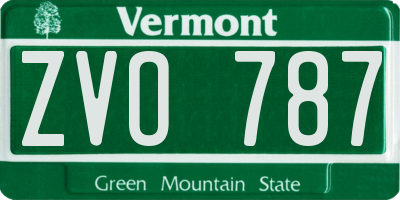 VT license plate ZVO787