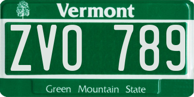VT license plate ZVO789