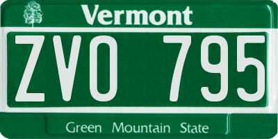 VT license plate ZVO795