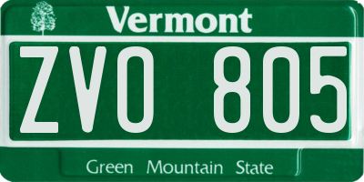 VT license plate ZVO805