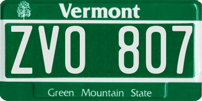 VT license plate ZVO807