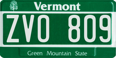 VT license plate ZVO809